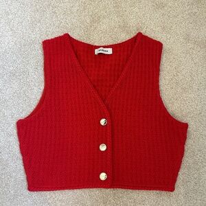 Sandro red tweed vest
